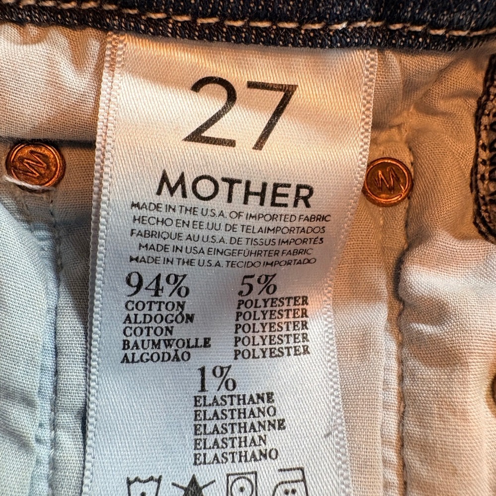 Mother Skinny Jeans Womens 27 Blue Distressed Mid Rise Stretch Denim Casual - Picture 5 of 9